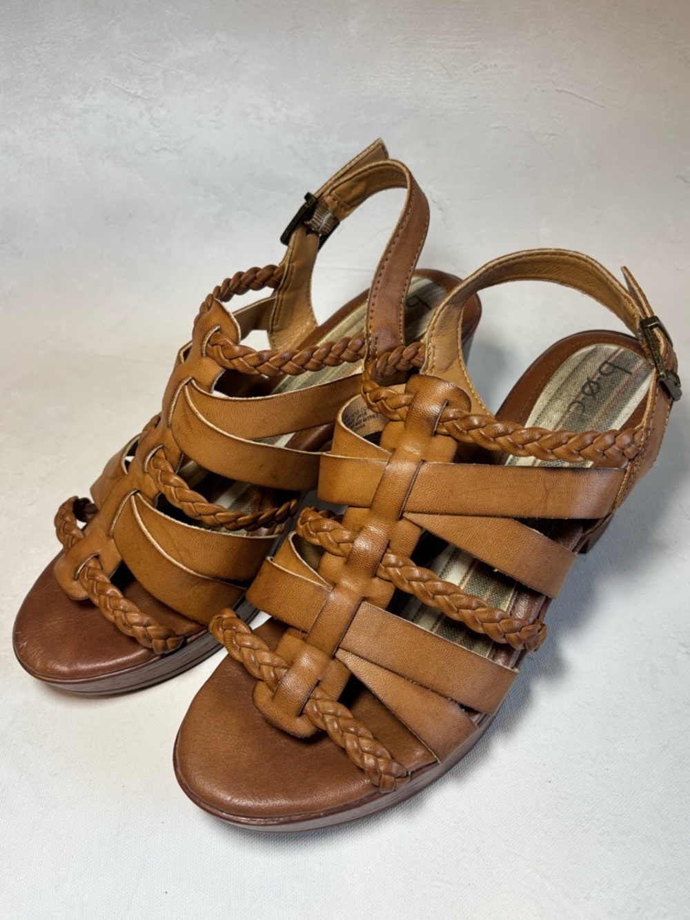 b.o.c. Women’s Garcelle Platform Comfort Sandals, Braided Strappy Tan, size 9